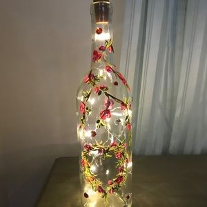 Hand painted light up wine bottles